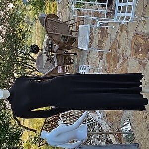 Vintage KENNAR STUDIO size M long black sexy Lycra stretchy mock turtle dress